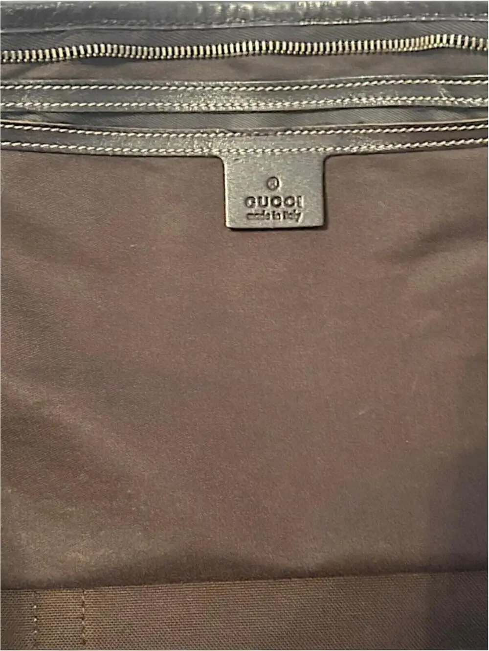 Gucci Beige GG Canvas Tote Bag with Dark Brown Leather Trim - Picture 7 of 9